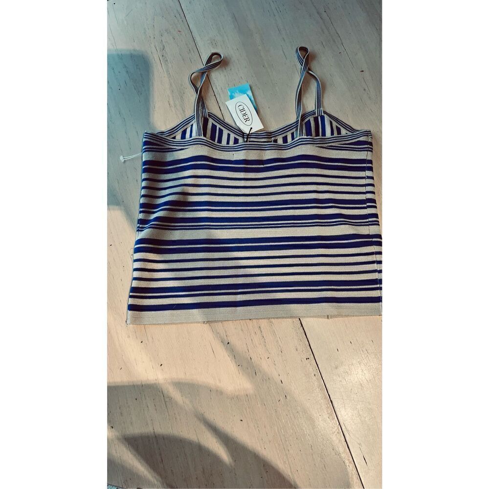CIDER BLUE STRIPE CORSET TANK TOP WOMENS SZ L NEW - Picture 5 of 8
